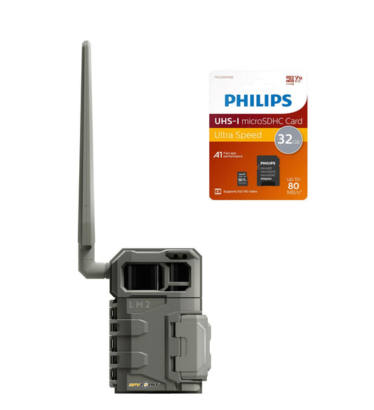 Spypoint LM2 Trail Camera + 32GB UHS-1 Philips High Speed Micro SD Card