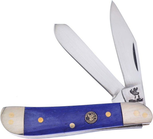 Frost Cutlery Dog Leg Trapper Folding Pocket Knife - Blue Bone