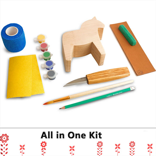 BeaverCraft Dala Horse Carving Kit - Complete Starter Whittling Kit for Beginners Adults Teens and Kids