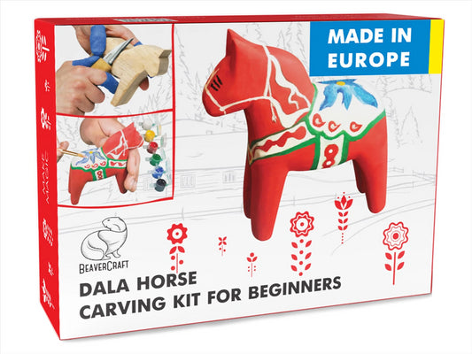 BeaverCraft Dala Horse Carving Kit - Complete Starter Whittling Kit for Beginners Adults Teens and Kids